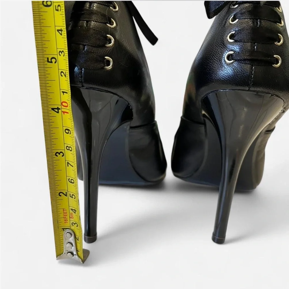 Pleasure Black Lace-Up Corset Gothic Stiletto Heels size 6 - Picture 8 of 8